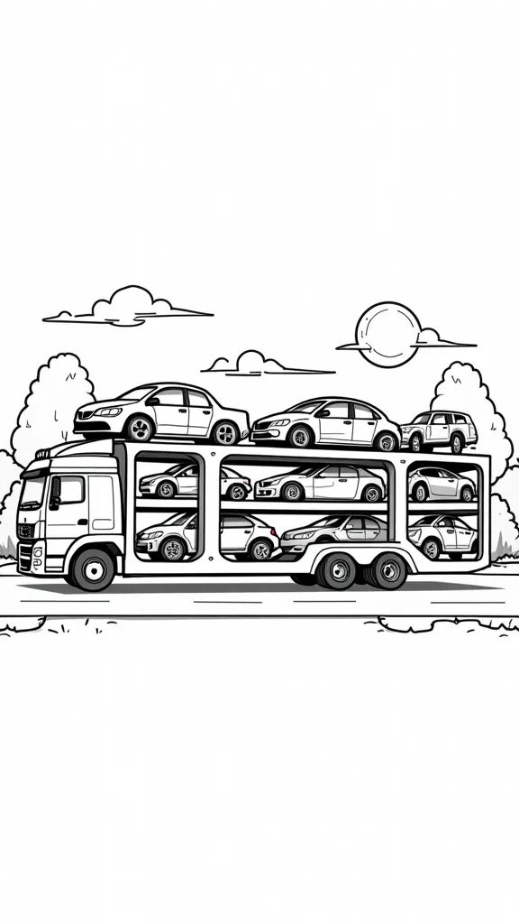 car carrier coloring page